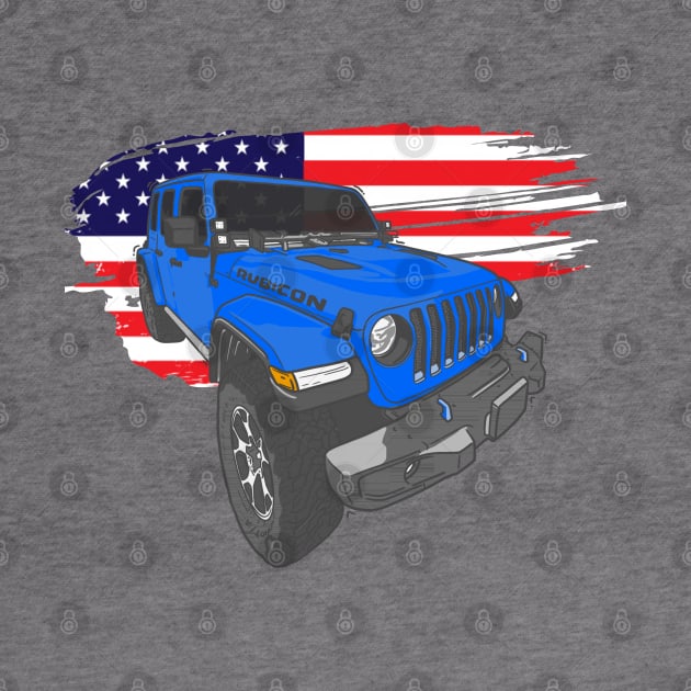 Jeep Wrangler with American Flag - Blue by 4x4 Sketch